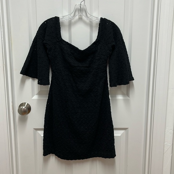 Free People Sophia Black Eyelet Off‎ The Shoulder Boho Mini Dress - Picture 1 of 6